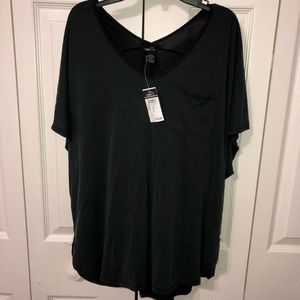 muted black v-neck top